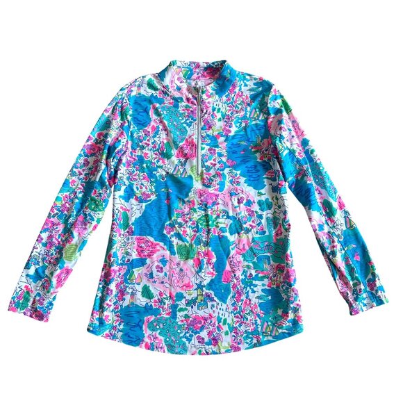Lulu B Womens Sz XS Quarter-Zip Pullover Multicolor Print Long Sleeve Top - Picture 1 of 9